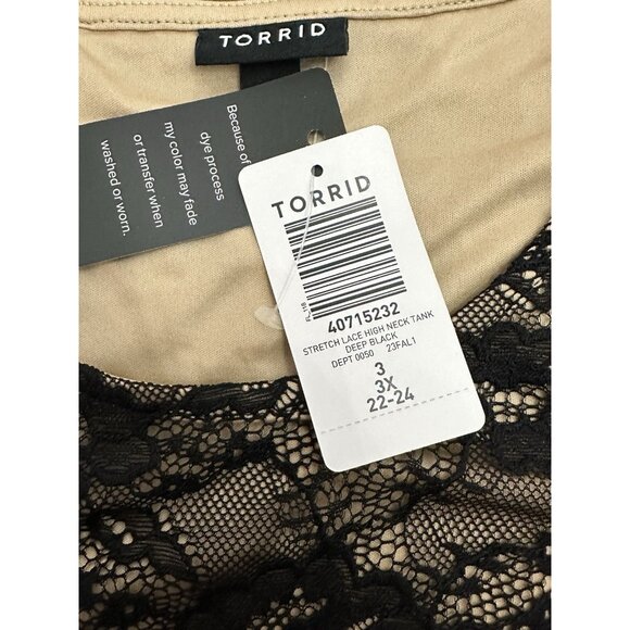 NWT Torrid Stretch Lace High Neck Tank Black Women’s Size 3XL Plus Size - Picture 5 of 8